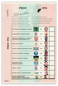 Nelson Mandela Signed 1994 South African General Elections Ballot Paper