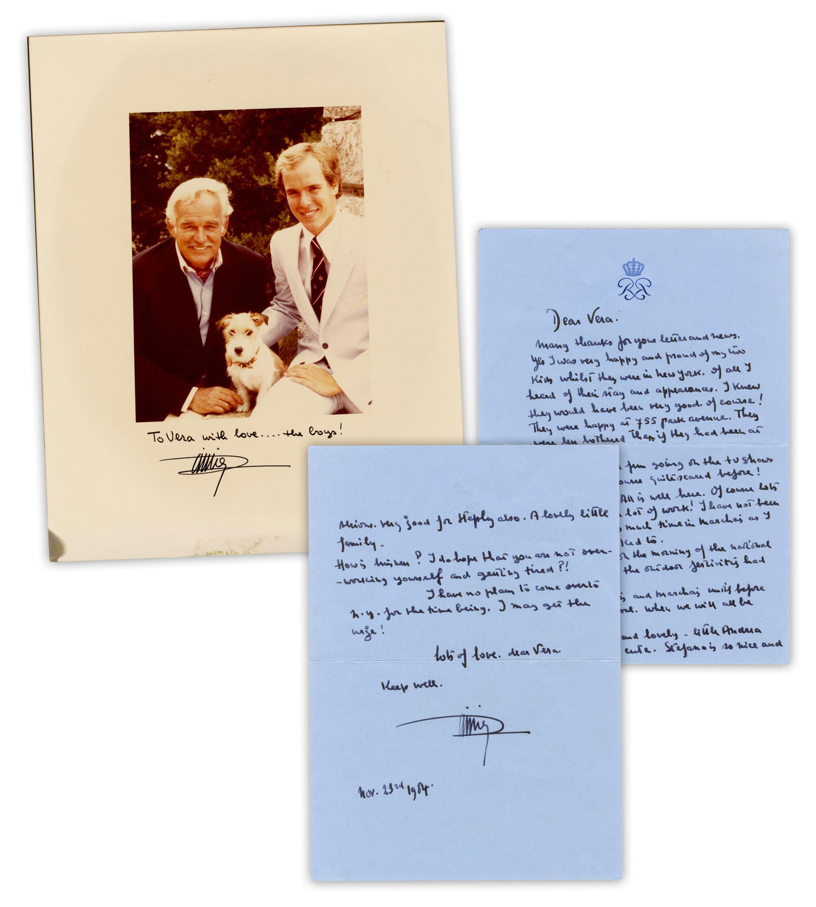 Prince Rainier III ALS & Presentation Photo to Fashion Designer, Two Years After Grace's Death (1 of 4)