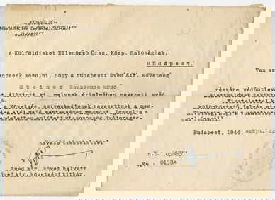 R. Wallenberg Signed Schutz-Pass Doc, With Rare Full Signature