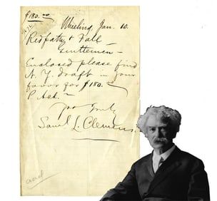 Samuel Clemens ALS Sending Money During Lecture Tour for "Roughing It"