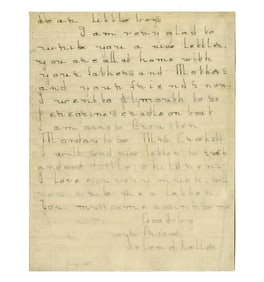 Handwritten Letter from 8-Year-Old Helen Keller to "Dear little boys"