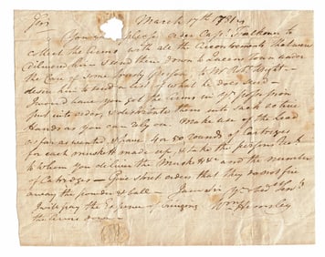 William Hemsley Rev. War Dated ALS Re: Delivery of Ammunition