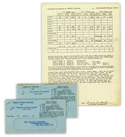 Robert F. Kennedy's (2) Report Cards From Milton Academy, 1942 & 1944- Great Contents! Ex. Forbes
