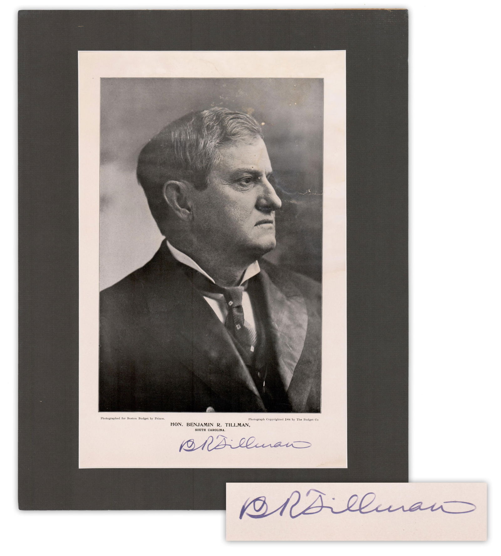 Sen. Benjamin R. Tillman Portrait Signed, ca. 1904 (1 of 3)