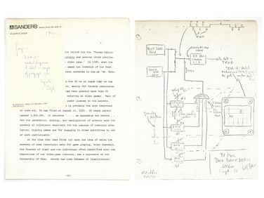 Pong! Ralph Baer Signed Document & First Video Game Schematic