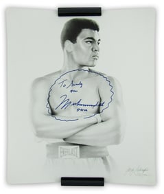 Fantastic Muhammad Ali Signed & Inscribed Oversized Print, PSA Authenticated