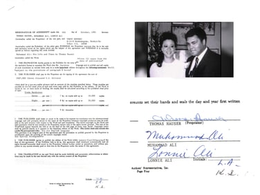 Rare Ali Contract Signed by Lonnie Ali