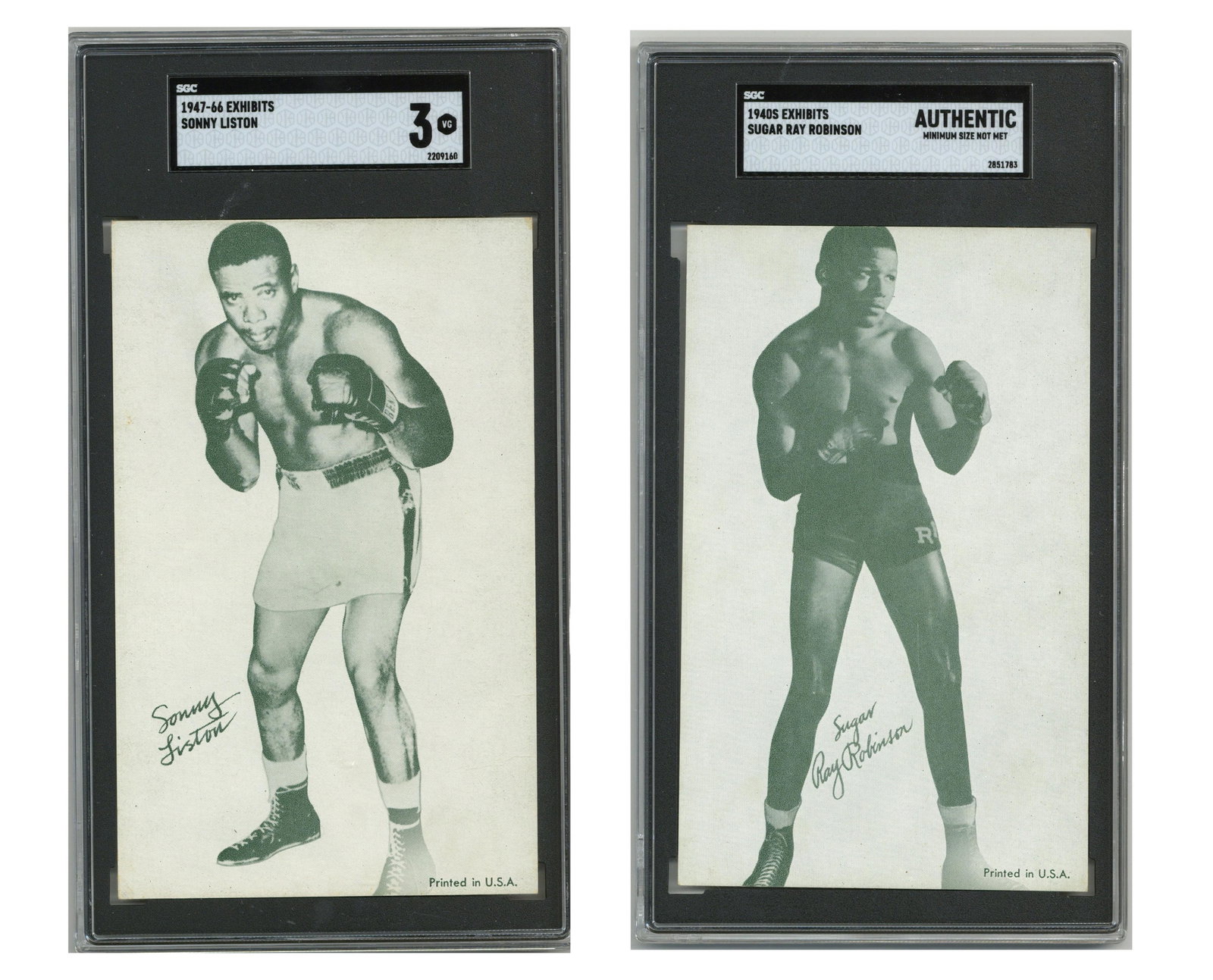 Liston and Robinson Boxing Exhibits Cards, SGC Graded and Slabbed (1 of 5)
