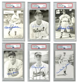 Spahn, Newhouser, Snider, Pesky, Galehouse and Jackson Signed Photos, PSA/DNA