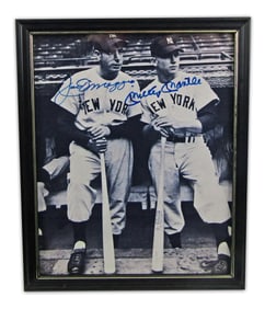 Joe DiMaggio & Mickey Mantle Co-Signed Photograph - Yankees Legends, Center Fielder Rivals!