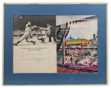 Joe DiMaggio Boldly Signed San Francisco Restaurant Menu