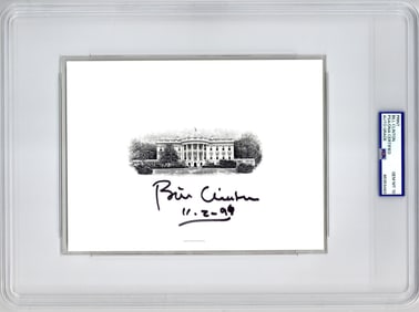 Bill Clinton Signed White House Engraving, PSA/DNA GEM MT 10 - Superb!