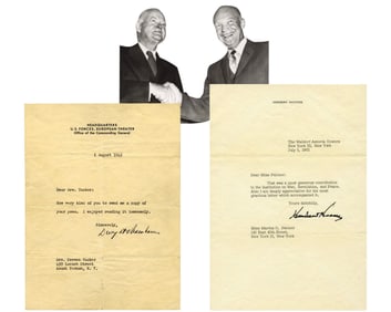 Eisenhower Days Before VJ Day & Hoover TLS on "contribution to the Institution on War, Revolution