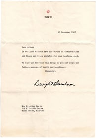 General Dwight D. Eisenhower Thanks Friend for Christmas Greetings