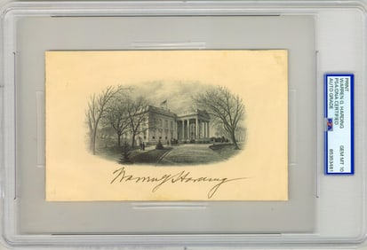 Warren G. Harding Signed White House Engraving, PSA/DNA GEM MT 10!
