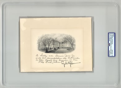 Lyndon B. and Lady Bird Johnson Signed W. H. Engraving as President, PSA/DNA GEM MT 10!