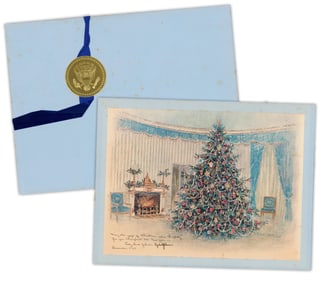 Lyndon B. Johnson 1967 Christmas Print Gifted to W. H. Staff