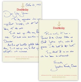 Jacqueline Kennedy ALS to Judge Frank M. Johnson Re: "magnificent biography"