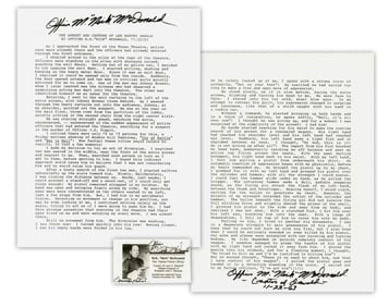 Officer Who Captured Oswald, Nick McDonald 2x Signed Report & Business Card