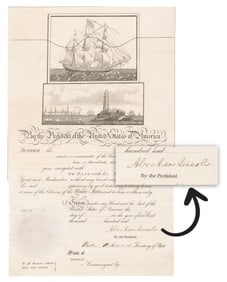 Abraham Lincoln Signed Blank Ship's Papers, Very Attractive Signature!