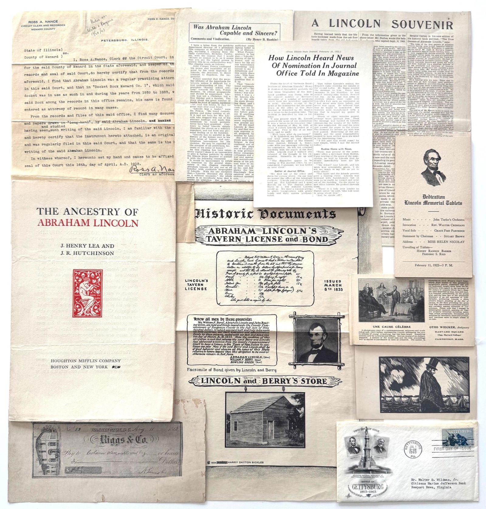 Interesting Collection of Lincolniana, 11 Items, 24 Pages (1 of 6)