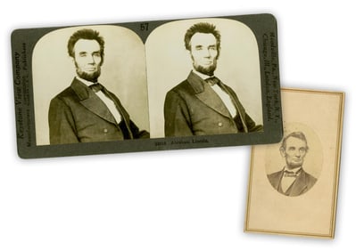 Rare Abraham Lincoln Stereoview & Bonus CDV