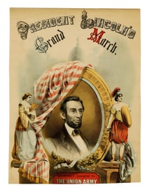 President Lincoln's Grand March Lovely Hand Colored Lithograph