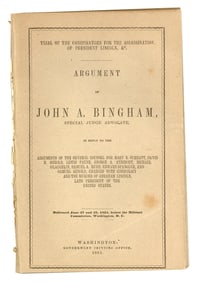 Abraham Lincoln Assassination: Trial of the Conspirators Pamphlet by Judge Advocate John Bingham,