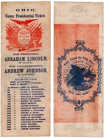 Lincoln and Johnson Ohio Ballot—Super Clean and Fresh