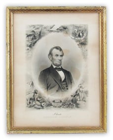 Abraham Lincoln Framed Engraving by J. C. Buttre After Brady Photograph
