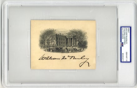 William McKinley Signed Executive Mansion Engraving, PSA/DNA/ GEM MT 10!