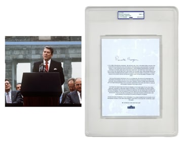 Ronald Reagan Signed "Tear Down This Wall!" Speech PSA MINT 9! Iconic!