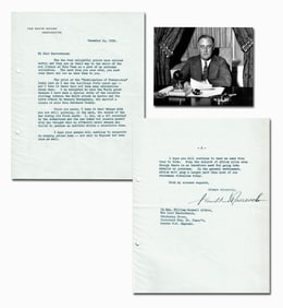 Franklin D. Roosevelt TLS to Max Aitken in Opening Months of War, "I, too, am...concerned by the