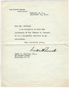 Franklin D. Roosevelt Appreciative for Photograph of Ship for Collection
