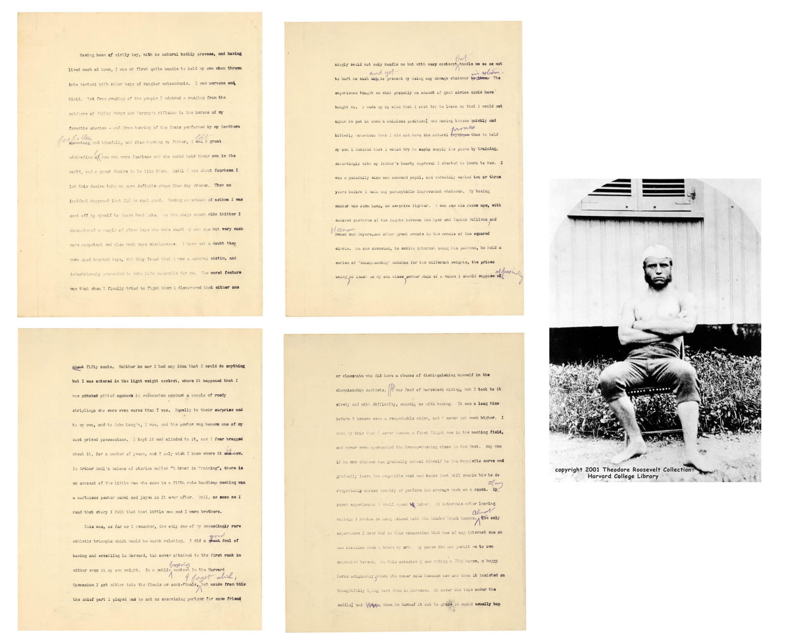 T. Roosevelt Fantastic Corrected MS On Boxing, One of His True Passions, With 21 Words In His Hand: Theodore Rooseveltn.p., n.d.T. Roosevelt Fantastic Corrected MS On Boxing, One of His True Passions, With 21 Words In His HandTMA superb Roosevelt item, a portion of his autobiography with corrections