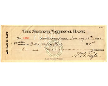 William Taft Signed Check - Nice Example!
