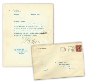 William Taft TLS From Second Week in Office Re: Tariffs & Inaugural Address