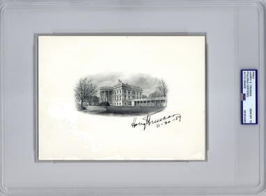 Harry S. Truman Signed White House Engraving, PSA/DNA GEM MT 10!