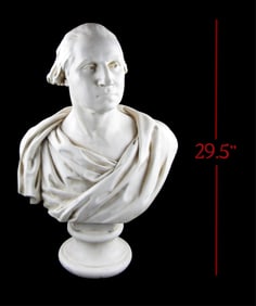 George Washington Antique Plaster Bust After Houdon, Early 20th C. Boston Sculpture Company, 29.5"