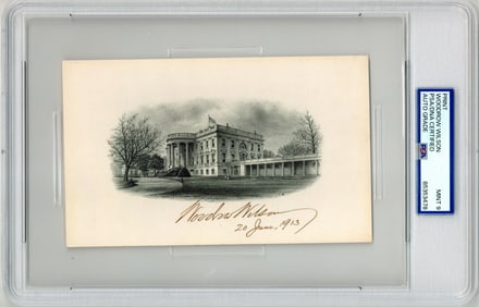 Woodrow Wilson White House Engraving Signed as President, PSA/DNA MINT 9