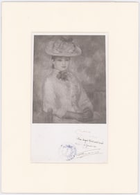 Pierre-Auguste Renoir Signed Photograph of "Young Girl in a Yellow Hat" - Certified by Mayor!