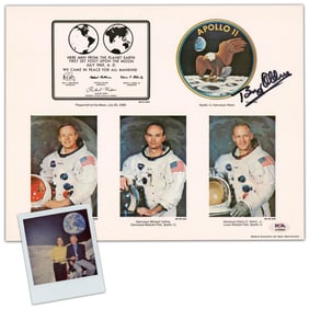 Buzz Aldrin Boldly Signed Vintage Apollo 11 Display, PSA Certified