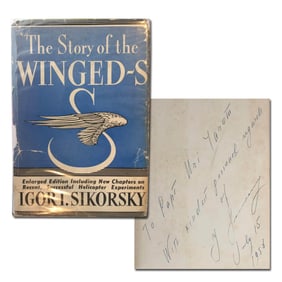 Igor Sikorsky Signed & Inscribed Book to Israeli Helicopter Commander, Outstanding Association