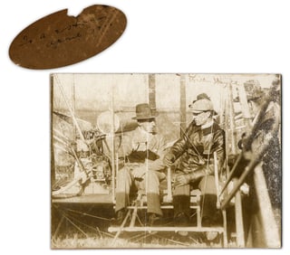 Wilbur Wright & King Alfonso XIII Vintage Sepia Reproduction of Signed Photo, April 1910