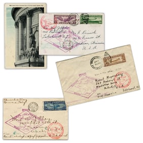 Complete Set of (3) #C13-15-1930 Graf Zeppelin Stamps On First Europe-Pan America Round Flight
