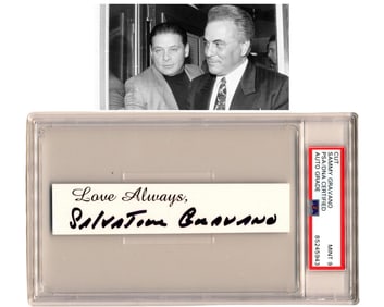 Sammy The Bull Cut Graded PSA Mint 9. A Rare Full Name Signature of The Gotti Turncoat!