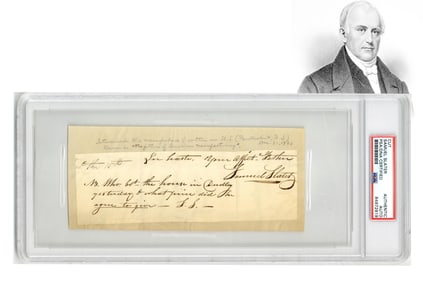 Samuel Slater Twice Signed Document, "Father of the American Industrial Revolution", PSA/DNA