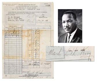 Martin L. King, Jr. Signed Church Donation Receipt