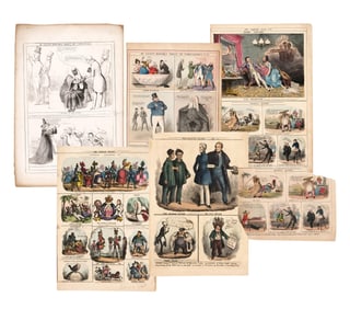 Slavery Engravings: 5 Sheets and 1 Partial Sheet of Thomas McLean's Political Cartoons