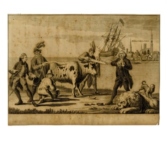American Revolution Engraving "A Picturesque View of the State of Great Britain for 1780"